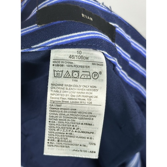 Banana Republic Ryan Fit Striped Dress Pants Straight Navy Blue White Size 10 - Picture 8 of 8